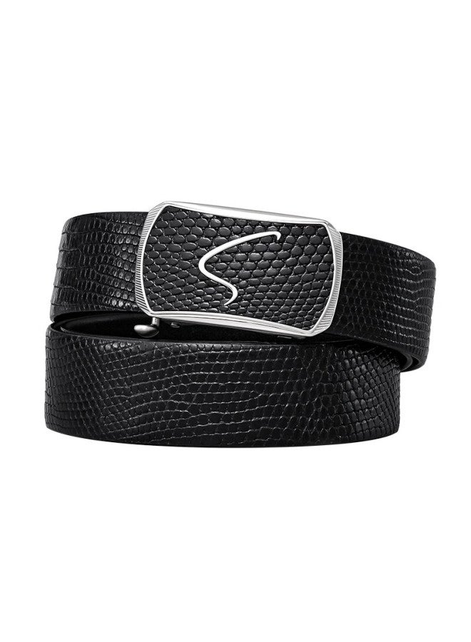 Satchi Men's Automatic Buckle Lizard Skin Belt, Waistband For Inner Wear, Birthday Gift Box For Husband Or Boyfriend, Size 115