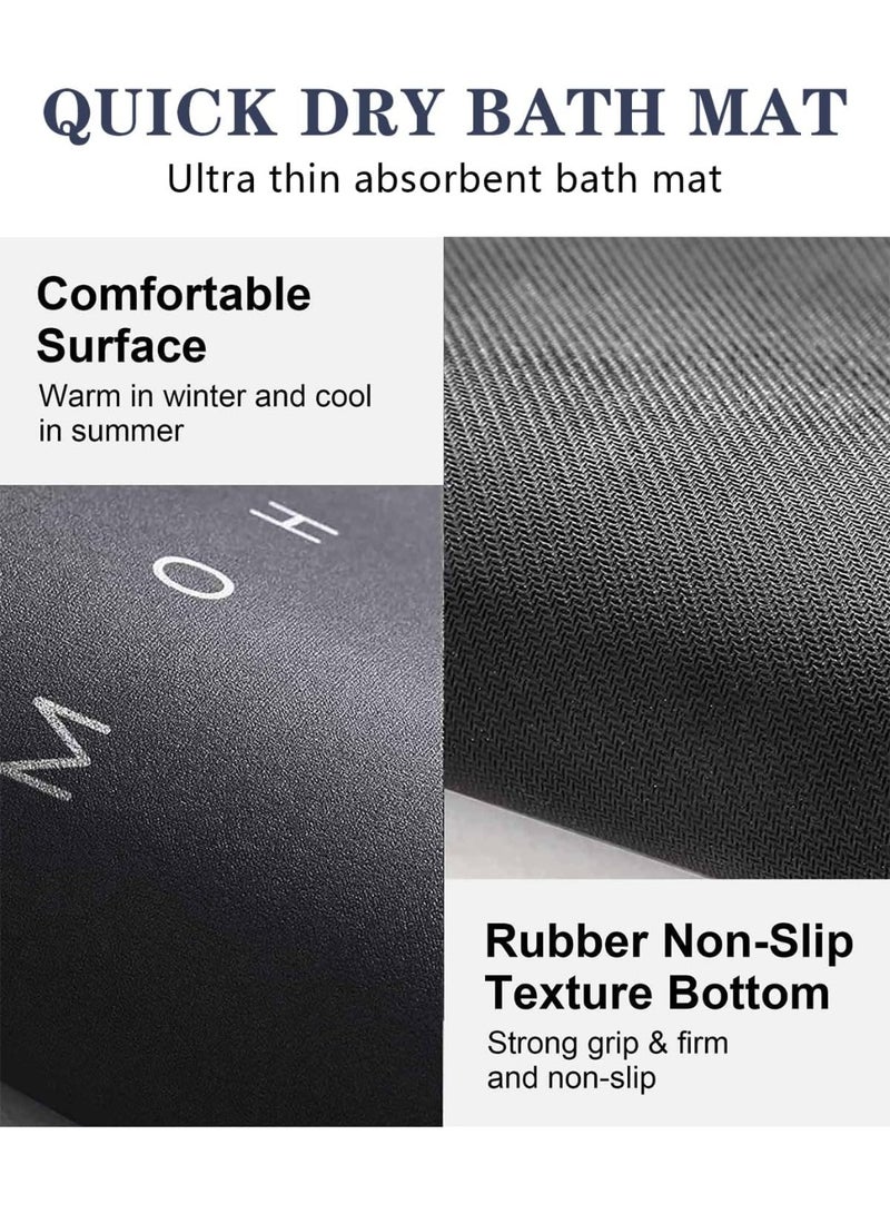 Meishida Diatom Bath Mat, Anti Slip Door Mat, Quick-Drying Bathroom Mat, Instant Dry Home Mat Rug, Super Absorbent Floor Mat for Kitchen, Shower Room, Bathtub (Black, 80CM*50CM, Rectangle) - Image 4