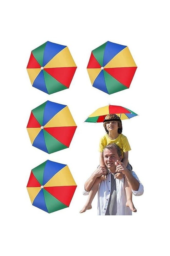 Rainbow Color Foldable Sun and Rain Umbrella Hat - Image 3
