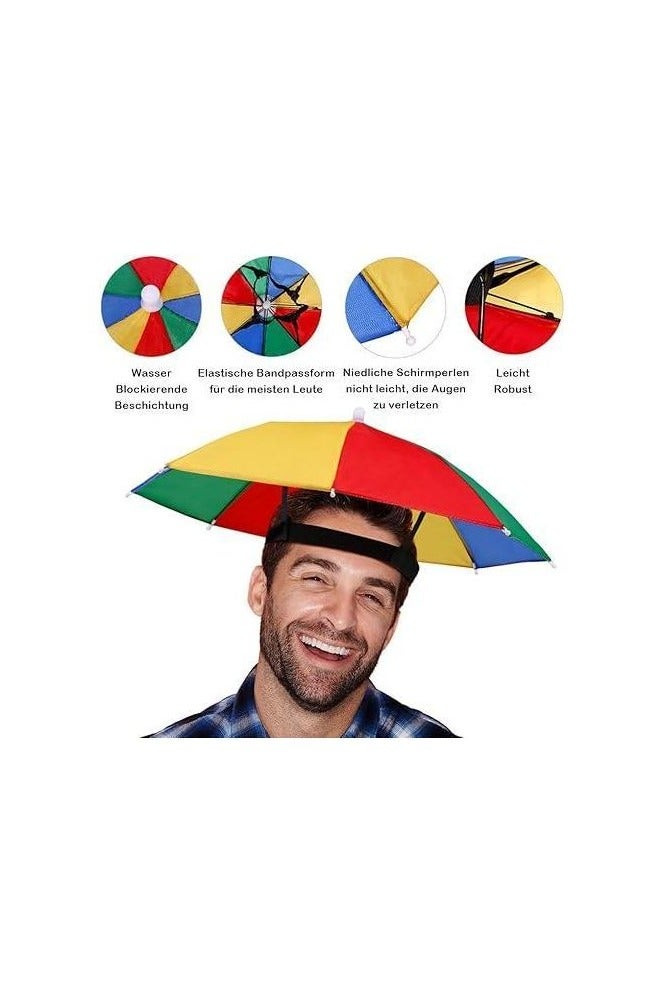 Rainbow Color Foldable Sun and Rain Umbrella Hat - Image 5