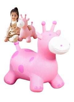 Generic Large Inflatable Ride-on Bouncing Toy Rubber Giraffe Pink Horse Hopper Toddler Hopping Toys Jumping Horse Outdoor Indoor Ride on For Kids Children  - Image 1