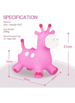 Generic Large Inflatable Ride-on Bouncing Toy Rubber Giraffe Pink Horse Hopper Toddler Hopping Toys Jumping Horse Outdoor Indoor Ride on For Kids Children  - Image 2