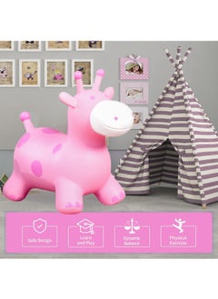 Generic Large Inflatable Ride-on Bouncing Toy Rubber Giraffe Pink Horse Hopper Toddler Hopping Toys Jumping Horse Outdoor Indoor Ride on For Kids Children  - Image 3