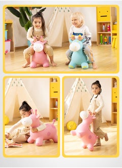 Generic Large Inflatable Ride-on Bouncing Toy Rubber Giraffe Pink Horse Hopper Toddler Hopping Toys Jumping Horse Outdoor Indoor Ride on For Kids Children  - Image 5