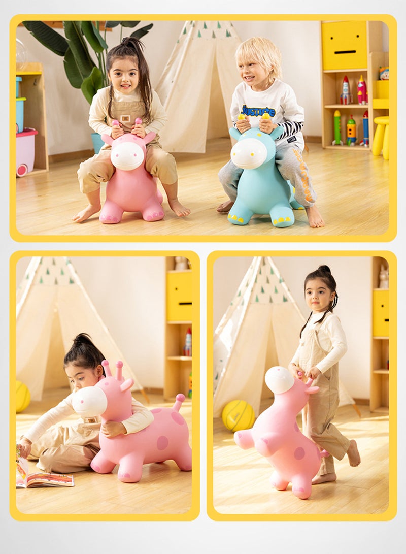 روعة كبير قابل للنفخ ركوب على الارتداد لعبة المطاط الزرافة الوردي الحصان هوبر الطفل الصغير القفز الألعاب القفز الحصان في الهواء الطلق ركوب داخلي على للأطفال الأطفال - Image 5