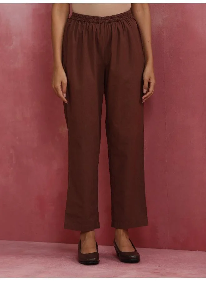 ترو برونز trueBrowns Brown Cotton Dobby Kurta Co-ord set