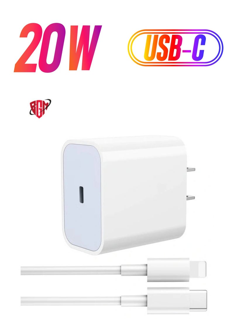 BGM iPhone Charger Fast PD20W USB C Wall Charger Fast Charging Type-C USB Charger Plug Universal Travel Adapter Type C Wall Plug Compatible for iPad Pro,iPad mini, iPhone 13 Pro/13 Pro Max - Image 1