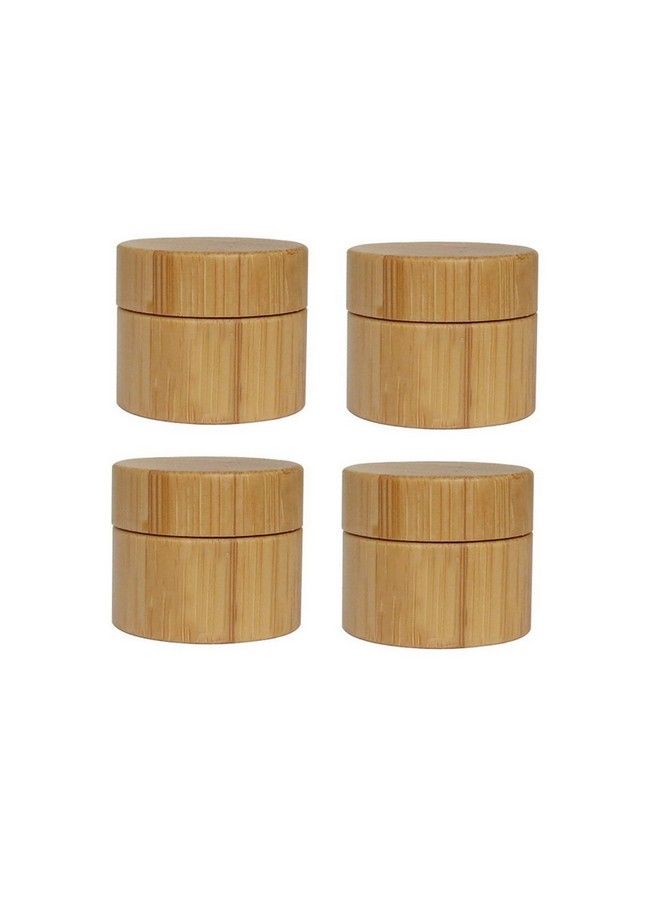 SYBL 4Pcs 5Ml/5G/0.17Oz Empty Refillable Eco Bamboo Shell Pp Inner Cream Jars Bottles Container Sample Storage With Screw Cap For Cosmetic Lip Balm Creams Lotion Eye Cream Sample Packing Ointments - Image 2