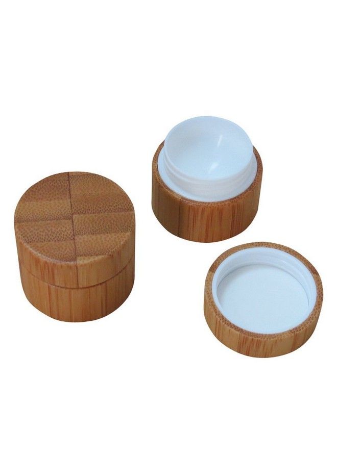 SYBL 4Pcs 5Ml/5G/0.17Oz Empty Refillable Eco Bamboo Shell Pp Inner Cream Jars Bottles Container Sample Storage With Screw Cap For Cosmetic Lip Balm Creams Lotion Eye Cream Sample Packing Ointments - Image 3