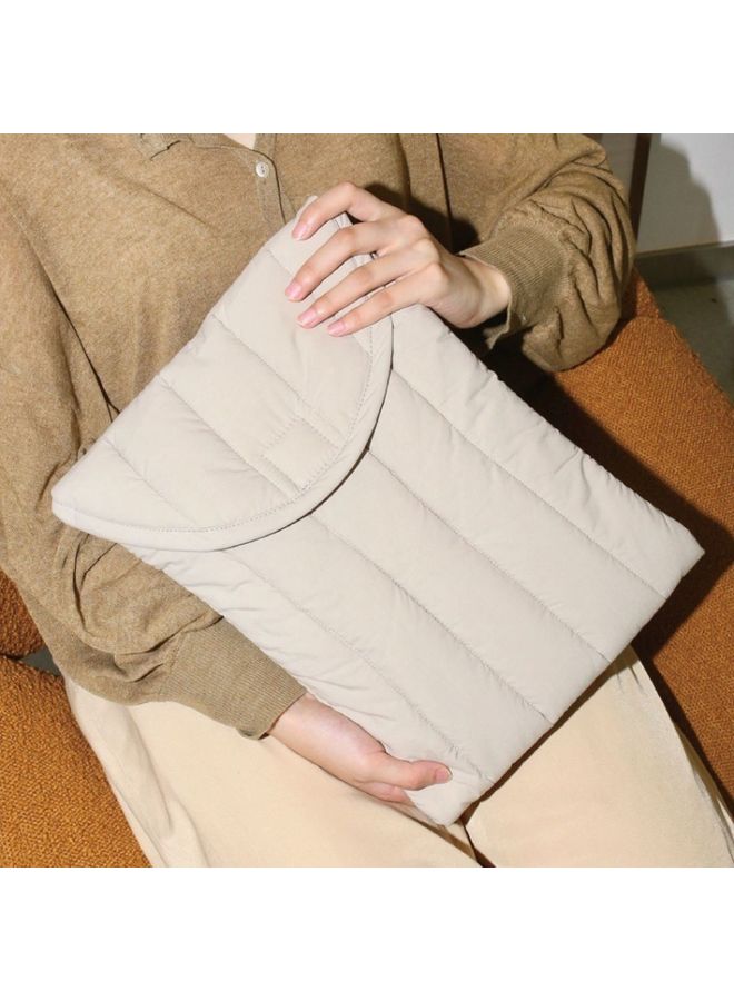 12.9-13.3 inch Flat Cotton Embroidery Inner Bag Lightweight Space Cotton Protective Case(Gray White)