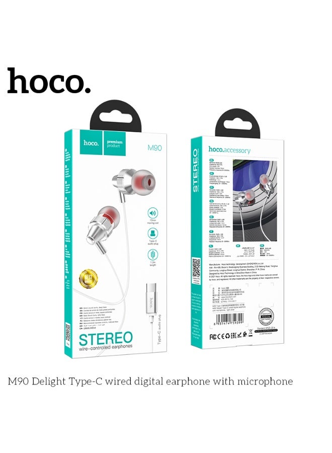 هوكو. سماعة أذن رقمية سلكية M90 Delight Type-C مزودة بميكروفون - Image 4
