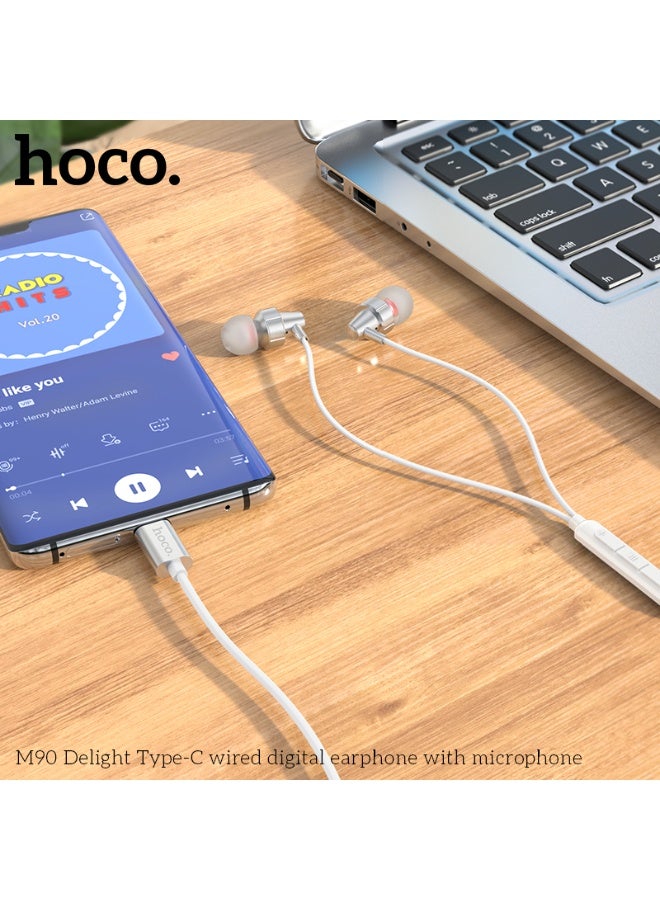 هوكو. سماعة أذن رقمية سلكية M90 Delight Type-C مزودة بميكروفون - Image 3