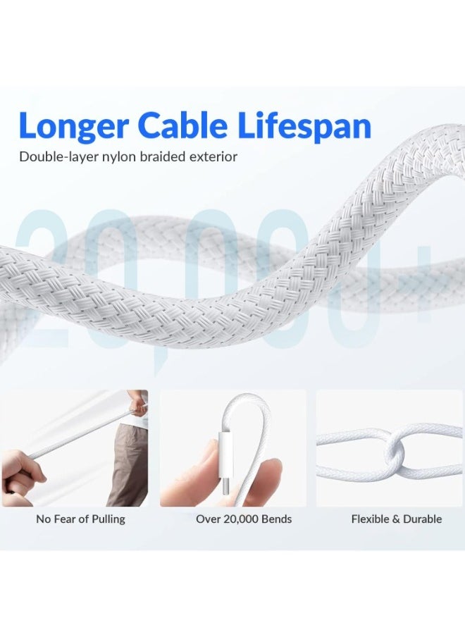 Generic - USB C to USB C Braided Cable 60W, Faster Power Delivery Charging Cord, Compatible with iPhone 15/15 Pro/15 Plus/15 Pro Max, iPad Mini/Pro, MacBook Pro/Air, White - Image 1
