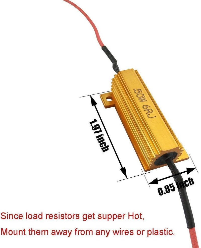 Automaze 50W 6ohm Load Resistors for Fix LED Bulb Fast Hyper Flash Turn Signal Blink Error Code (2Pc Pack) - Image 2