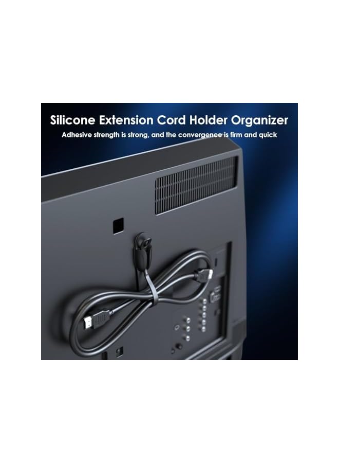 Green Tiger Self-Adhesive Cable Retainer, Silicone Extension Cord Holders, Wire Organizer, for Organizing Home Office Desk appliances, TV, Car Wire, Cord Wrap Keeper, 8 Pcs, Grey and Black. - Image 2