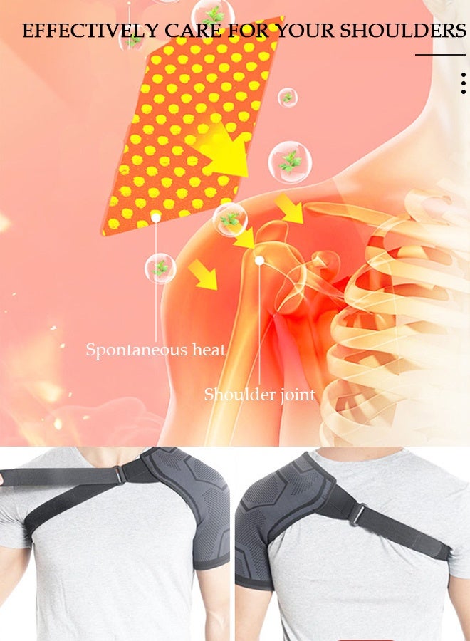 DUNISO دعامة الكتف للرجال والنساء على حد سواء لتخفيف آلام الذراع اليسرى واليمنى، الكفة الدوارة الممزقة، ضغط، دعم الأكمام، خلع، استقرار، استقرار، إصابة التهاب الجراب - Image 4
