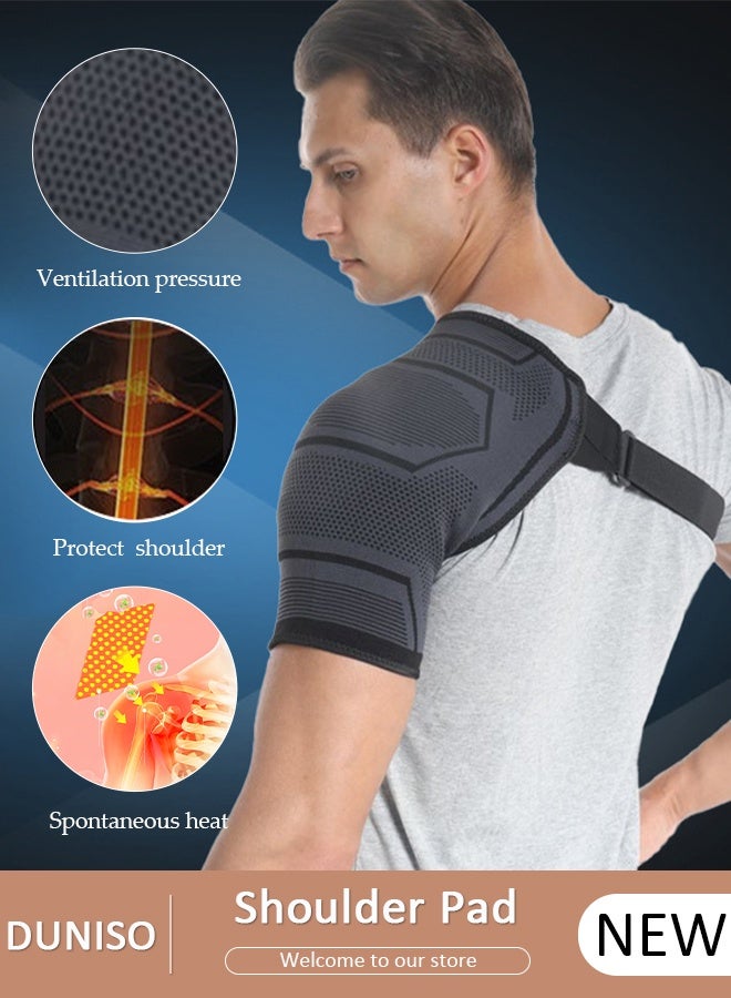DUNISO دعامة الكتف للرجال والنساء على حد سواء لتخفيف آلام الذراع اليسرى واليمنى، الكفة الدوارة الممزقة، ضغط، دعم الأكمام، خلع، استقرار، استقرار، إصابة التهاب الجراب - Image 1