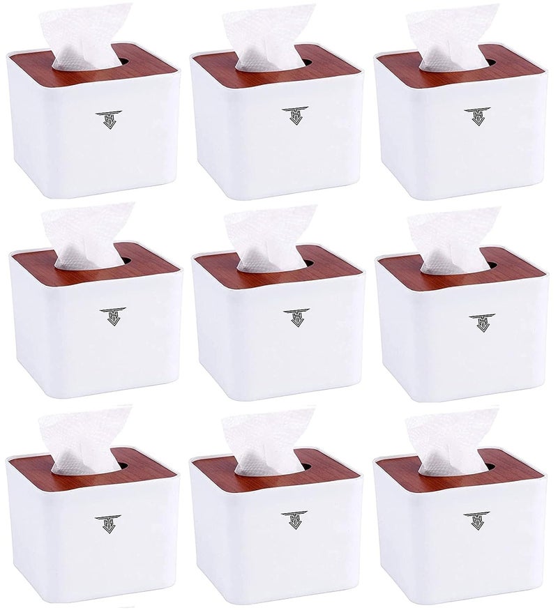 TARGET HYGIENE Pop Up Table Top Tissue Box Table Top Removable Bamboo Wooden Cover Tissue Box Dispenser pop up Tissue Dispenser with Pack of 9 Tissue Box 2250 Pcs Tissue White 9 - Image 1