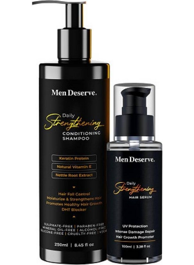 MEN DESERVE Hair Strengthening Combo For 10X Nourishment For Men L Hair Fall Control And Keratin Restore L Paraben And Sulphate Free - Image 1