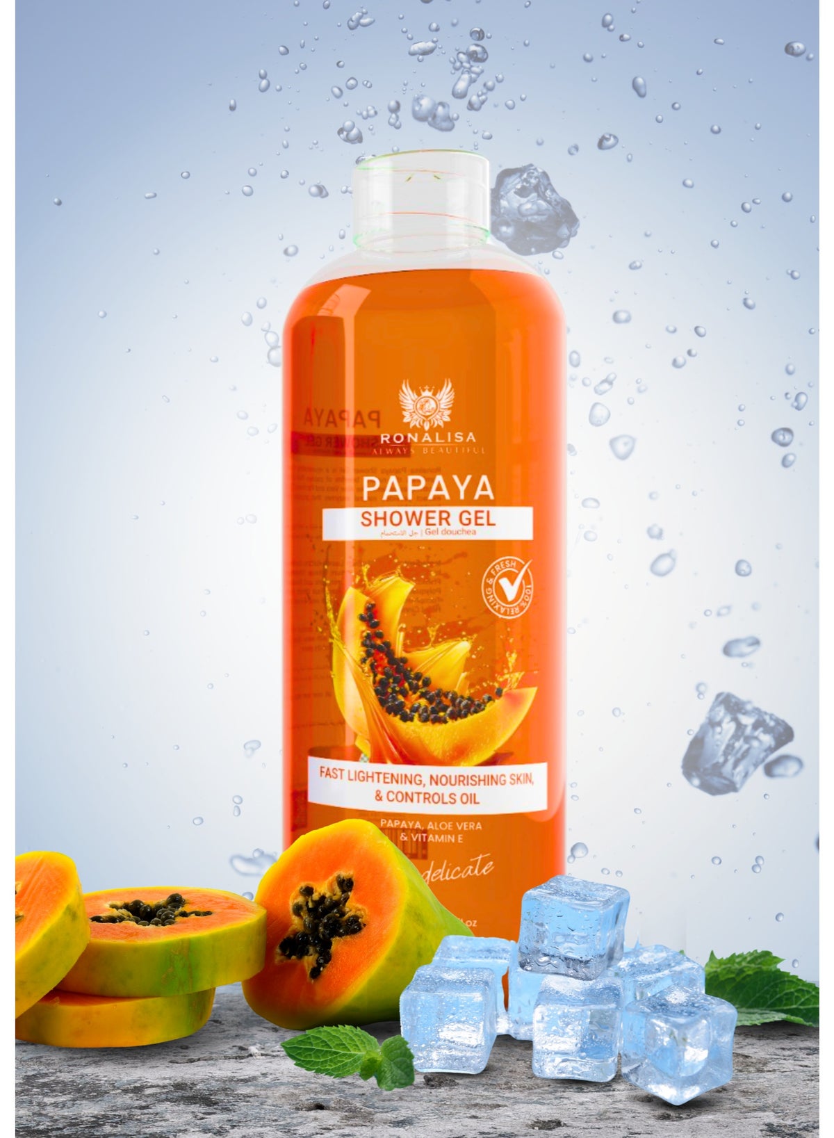 Ronalisa Papaya Shower Gel with Vitamin E and Aloe Vera  1000ml | Best  Price Bahrain | Manama, Riffa