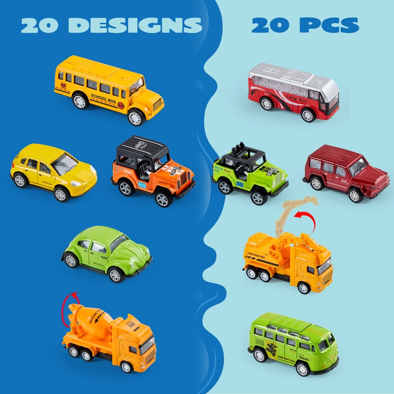 JOYIN 20PCS Die Cast Pull Back Cars, Metal Toy Cars, Car Toys Bulk, Vehicle Set for Toddlers, Kids Party Favors, Cake Toppers, Stocking Stuffers, Race Cars Toys for Boys, Christmas Grandkids Gifts - Image 4