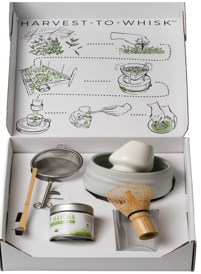 Matcha Kari Dr. Weil Complete Tea Set - White - Japanese Ceremonial Organic Matcha with Whisk and Holder, Ceramic Bowl, Sifter, and Scoop - Image 3