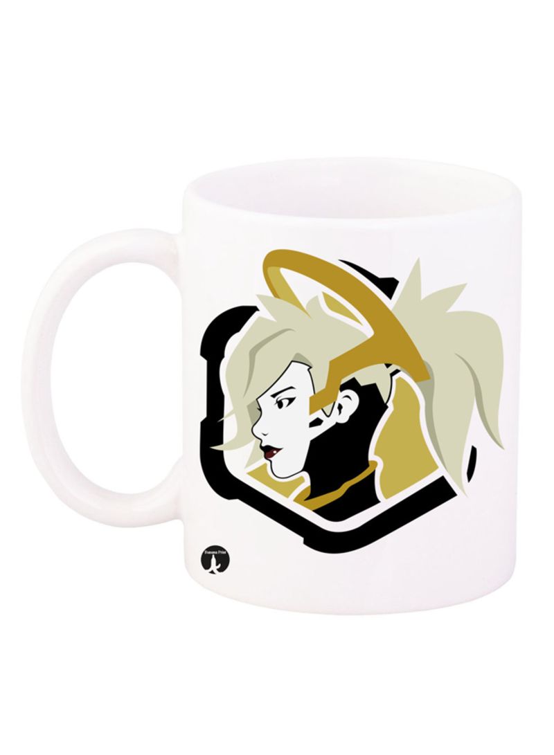 RKN Overwatch Game Printed Coffee Mug White/Black/Beige 12ounce