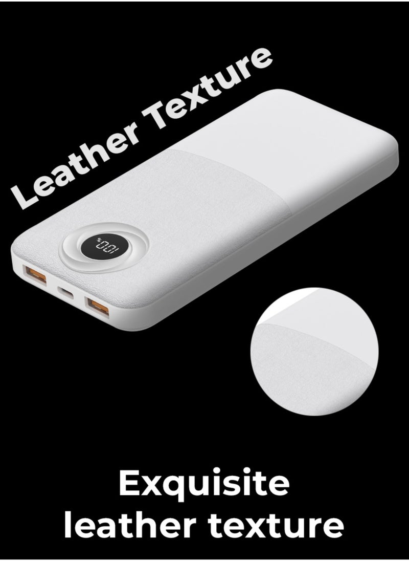 glassology - 10000mAh Powerbank with PD 20W + QC 22.5W Fast Charging, Dual USB Output, and Digital Display (White) - Image 1