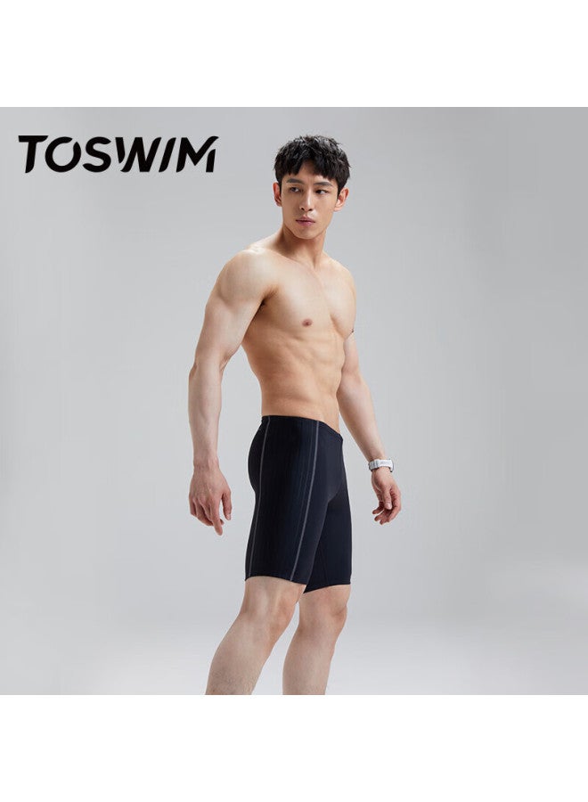 Toswim Professional Swim Shorts For Men, Knee-length, Suitable For Swimming, Hot Springs, Beach, Anti-embarrassment, Can Be Worn Underwater, Ink Fish Black, Size L - Image 2