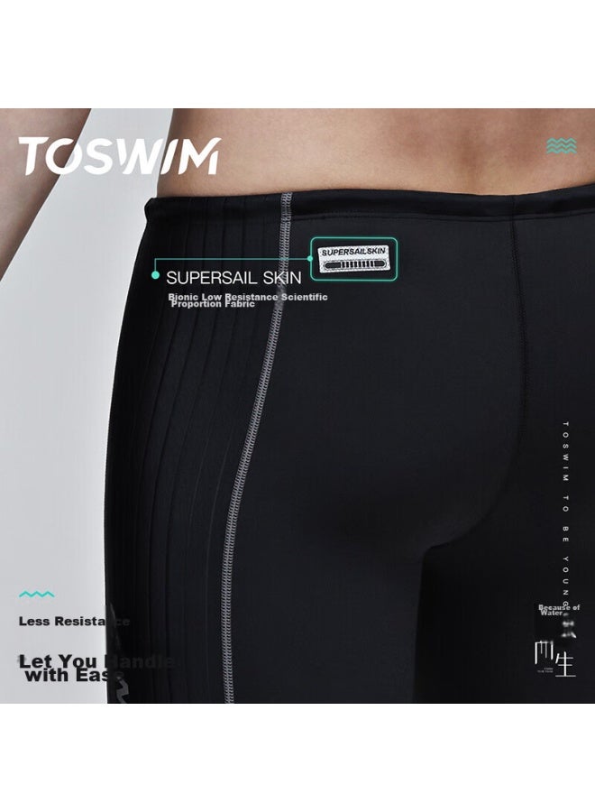 Toswim Professional Swim Shorts For Men, Knee-length, Suitable For Swimming, Hot Springs, Beach, Anti-embarrassment, Can Be Worn Underwater, Ink Fish Black, Size L - Image 4