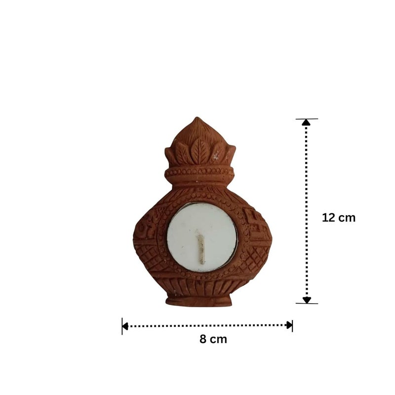 Gachwala Terracotta Tealight Candle Holders Kalash for Pooja Pack of 2 Earthen Clay 12x8cm Kalash Decotation ItemsTerracotta Decorative for Home Diwali Decoration Items for Home - Image 3