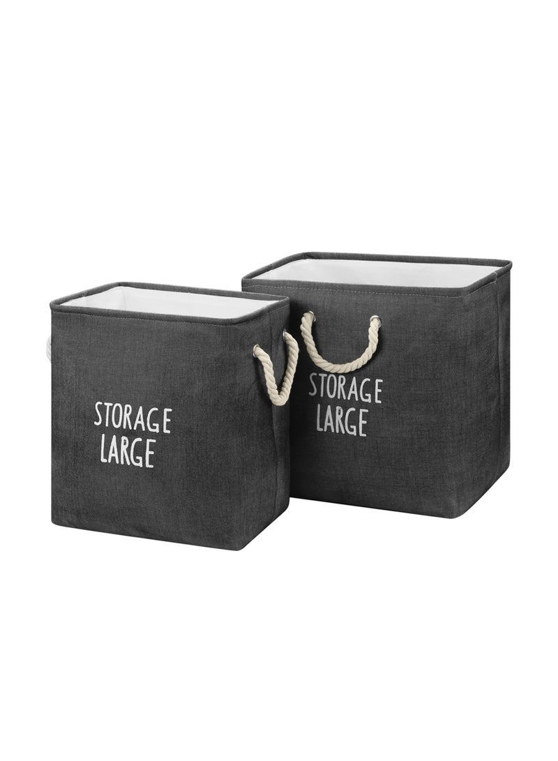 لوازم مجموعة سلة غسيل من قطعتين - رمادي داكن - سلة تخزين وصناديق تنظيم - Image 1