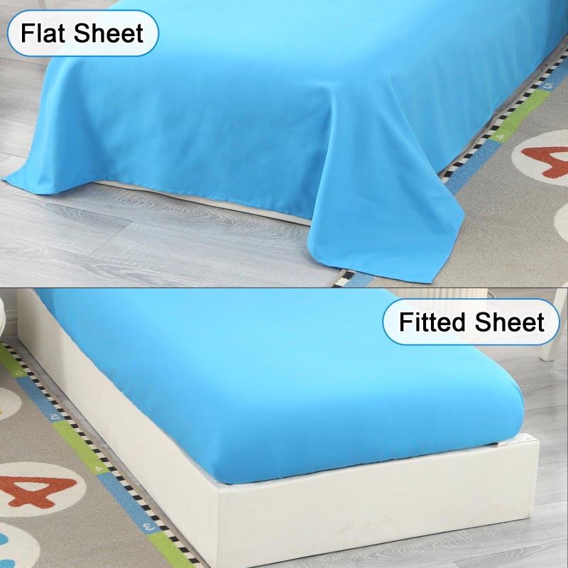 Wowelife Car Toddler Bedding Sets for Boys 4 Piece Blue Vehicle Kids Toddler Bed Sheet Sets Comforter Set for Boys with Comforter, Flat Sheet, Fitted Sheet and Pillowcase, Blue Car - Image 4