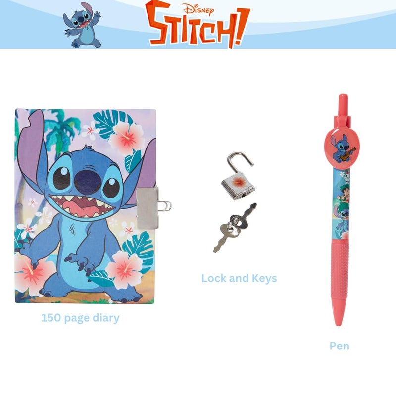 Innovative Designs Disney Stitch Mini Diary with Lock and Keys, Ballpoint Pen, 150 Lined Pages, Blue - Image 3