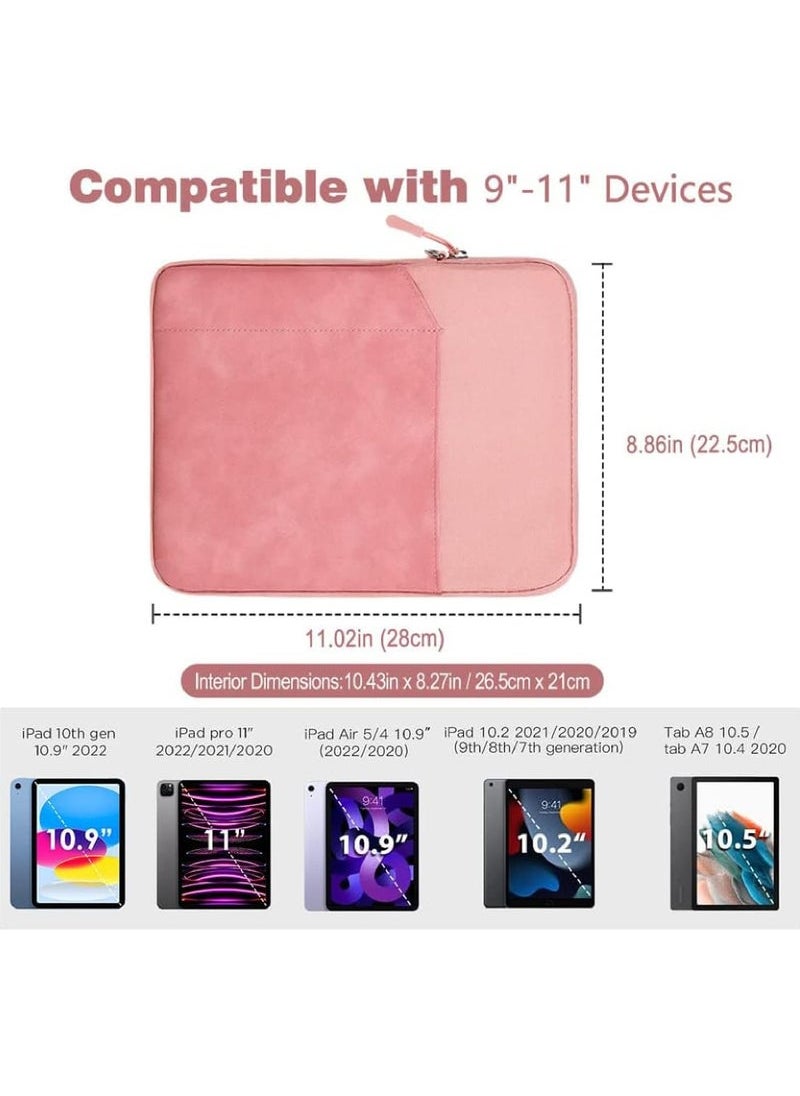 9-11 Inch Tablet Sleeve Bag Carrying Case for iPad Pro 11 2021-2018 iPad Air 5/4 10.9 iPad 10.2 Galaxy Tab A8 10.5/Tab S8 11 Surface Go 2/1 Protective Bag with Pocket