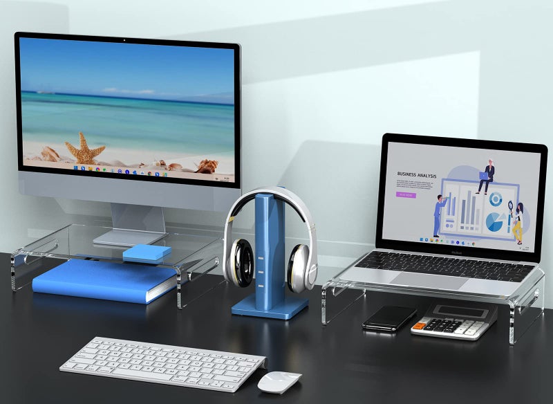 Zimilar 2 Pack Monitor Stand Riser, Acrylic Monitor Stand for Computer, Laptop, Printer, Notebook, Premium Clear Laptop Stand Acrylic Monitor Riser for Home Office, Monitor Stands for 2 Monitors - Image 3