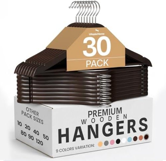 Utopia Home Premium Wooden Hangers - (Pack of 20) - Suit Hangers - Natural  Finish - Image 3