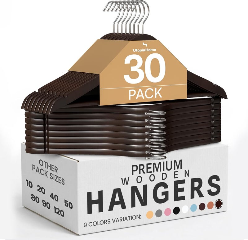 Utopia Home Premium Wooden Hangers - (Pack of 20) - Suit Hangers - Natural  Finish - Image 1