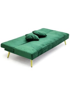 Multi Home Furniture Modern Design MH-1068-GREEN SOFA CUM BED OR 3 Seater Sofa Soft PU Velvet 3-Seater Sofa,Made of finiest VELVET sofa AND Golden legs cum bed is Foldable Futon Bed for Living Room –(GREEN)  - Image 2