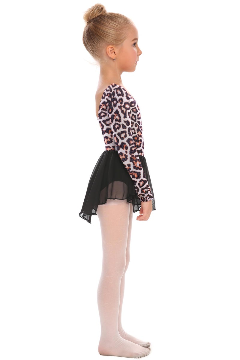 Arshiner Kids Girls Classic Long Sleeve Leotard Dance Ballet Dress Leopard Black - Image 2