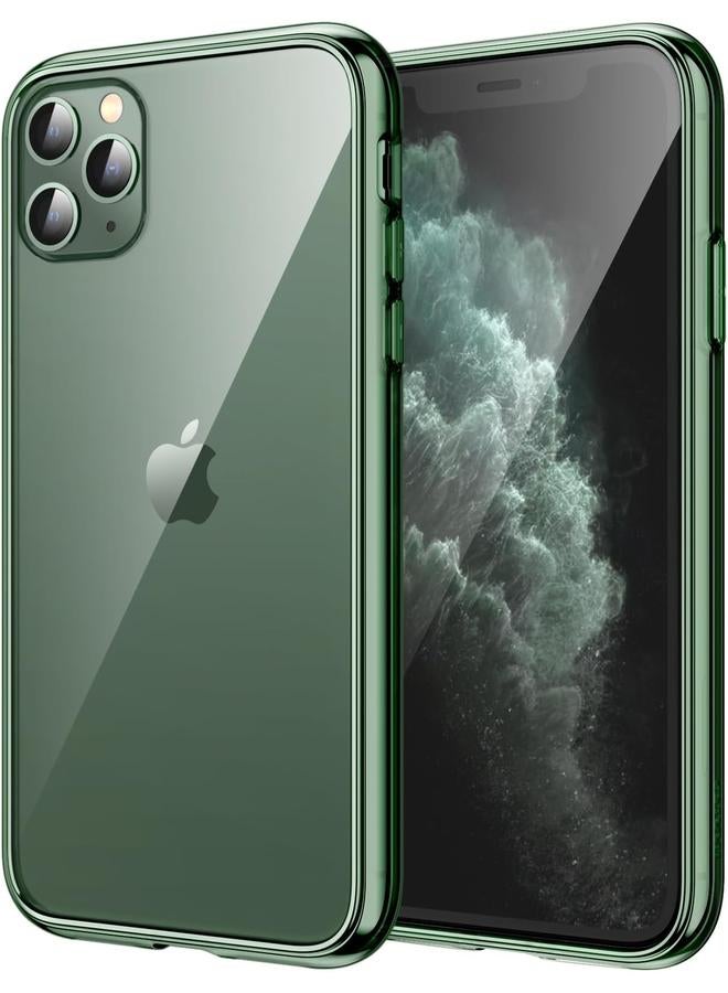 جي تيك جراب لهاتف iPhone 11 Pro Max مقاس 6.5 بوصة، غطاء خلفي شفاف مقاوم للصدمات ومضاد للخدش، لون أخضر جبال الألب - Image 1
