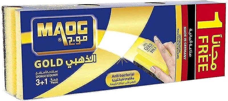 Maog Gold Sponge With Scourer, 4 Pcs - Image 1