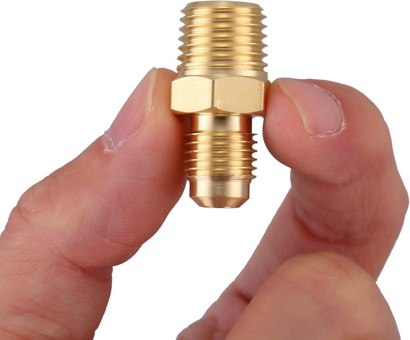 LitOrange 4 PCS Metals Brass Couples Tube Fitting Half Union Gas Adapter 1/4" Flare x 1/4 Inch NPT Male Pipe Connector - Image 1