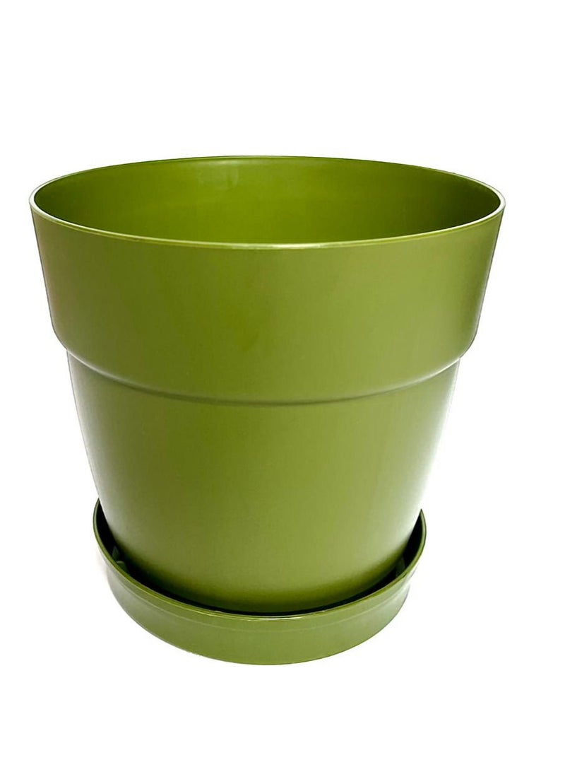 بوليوورك وعاء للنباتات والزهور,  اناء ديكور داخلي, مقاس 20 سم دائري, لون أخضر شامل الصينية 4 فتحات تصريف  مانوليا بوليورك  - Image 2