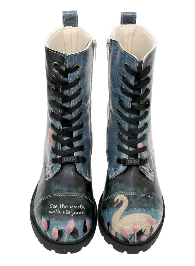 Dogo Women’s Vegan Leather Navy Blue Long Boots - With Elegance Design. - Image 3