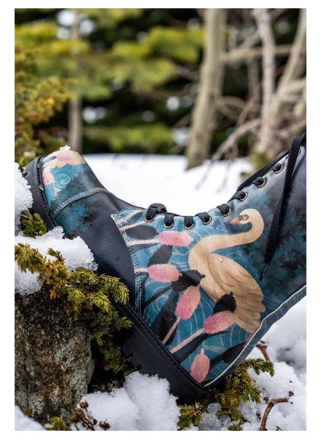 Dogo Women’s Vegan Leather Navy Blue Long Boots - With Elegance Design. - Image 2