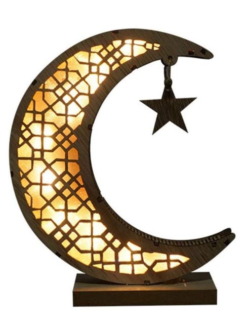 زينة رمضان عيد مبارك خشبية على شكل قمر ضوء ليلي LED إسلامي رمضاني طاولة حرفية ديكور سطح المكتب للمهرجان والحفلات المنزلية