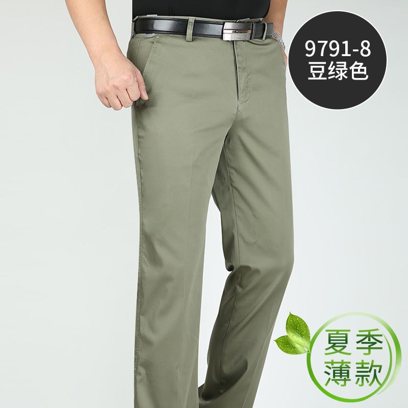 Spot Summer Trousers Thin High Waist Casual Middle-Aged White Ice Silk Cotton Casual Pants Middle-Aged Long Pants - Image 4