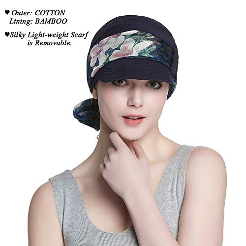 Alnorm Women's Newsboy Cap with Silky Scarf Women's Beanie with Brim - Image 2