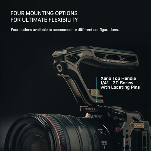 Tilta Xeno Top Handle for Filmmakers & Cameras - Black | Aluminum Alloy and Silicone Build | 1/4″-20 and 3/8″-16 Threads w/Locating Points | Safety Release Pin | Comfortable Handling (Cold Shoe) - Image 4